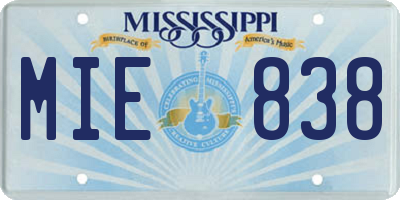 MS license plate MIE838