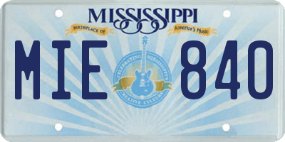 MS license plate MIE840