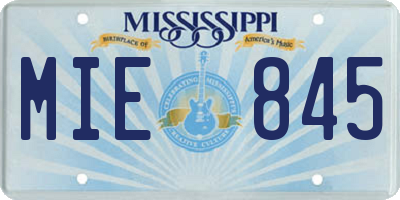 MS license plate MIE845