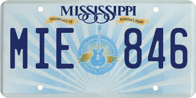 MS license plate MIE846