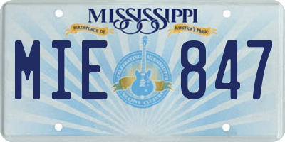 MS license plate MIE847