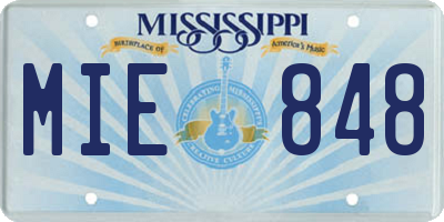 MS license plate MIE848