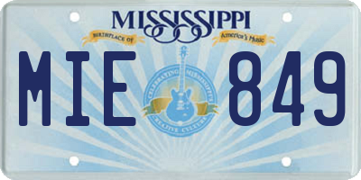 MS license plate MIE849