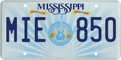 MS license plate MIE850