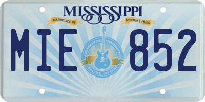 MS license plate MIE852