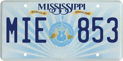 MS license plate MIE853