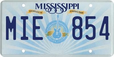 MS license plate MIE854