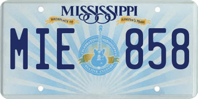 MS license plate MIE858