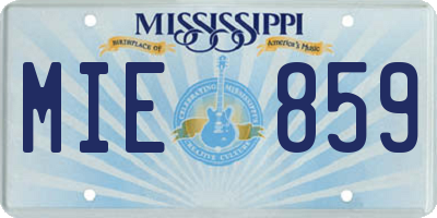 MS license plate MIE859