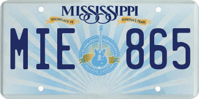 MS license plate MIE865