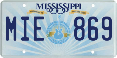 MS license plate MIE869