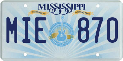 MS license plate MIE870