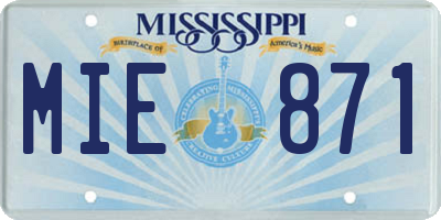 MS license plate MIE871