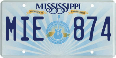 MS license plate MIE874