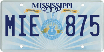MS license plate MIE875
