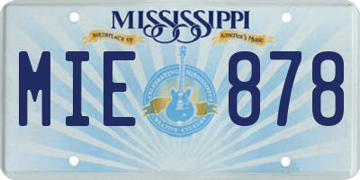 MS license plate MIE878