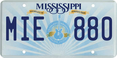 MS license plate MIE880