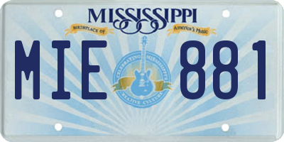 MS license plate MIE881