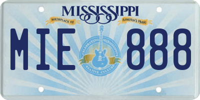 MS license plate MIE888
