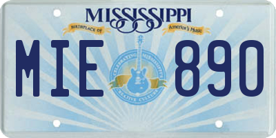 MS license plate MIE890