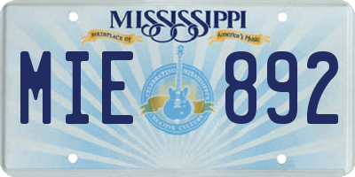 MS license plate MIE892