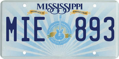MS license plate MIE893
