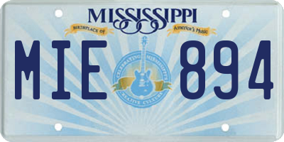 MS license plate MIE894