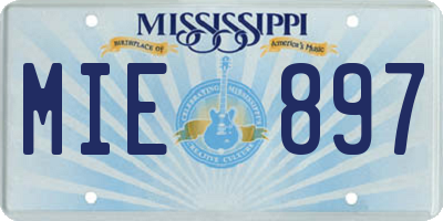 MS license plate MIE897