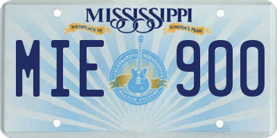 MS license plate MIE900