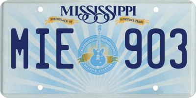 MS license plate MIE903