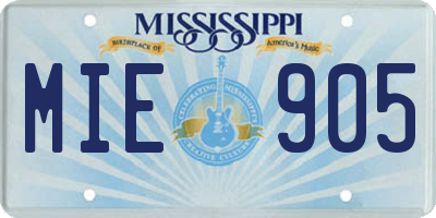 MS license plate MIE905