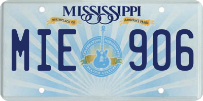 MS license plate MIE906