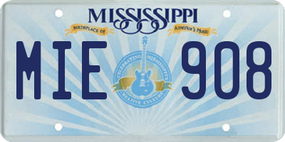 MS license plate MIE908