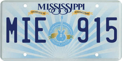 MS license plate MIE915