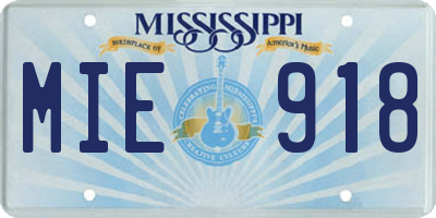MS license plate MIE918