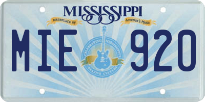 MS license plate MIE920