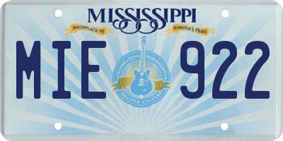 MS license plate MIE922