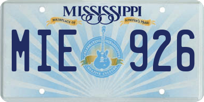 MS license plate MIE926
