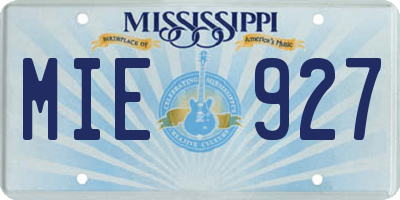 MS license plate MIE927