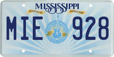 MS license plate MIE928