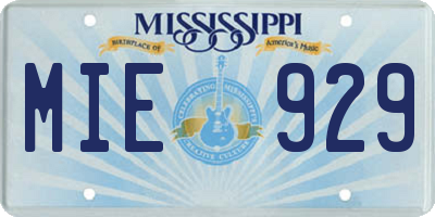 MS license plate MIE929