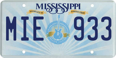 MS license plate MIE933