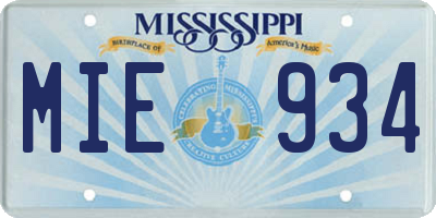 MS license plate MIE934
