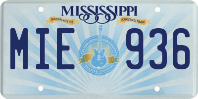 MS license plate MIE936