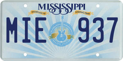 MS license plate MIE937