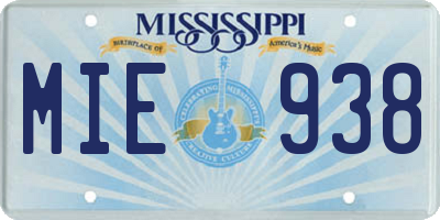 MS license plate MIE938