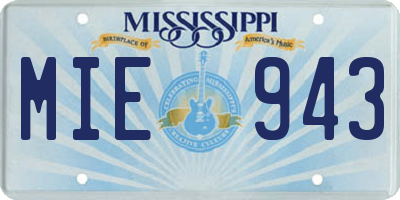 MS license plate MIE943