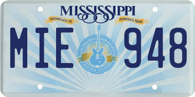 MS license plate MIE948