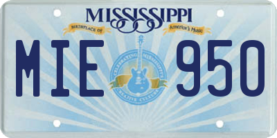 MS license plate MIE950