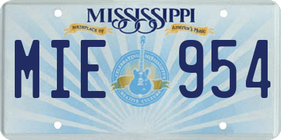 MS license plate MIE954